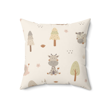 Reverse side of the sleepy safari nursery pillow