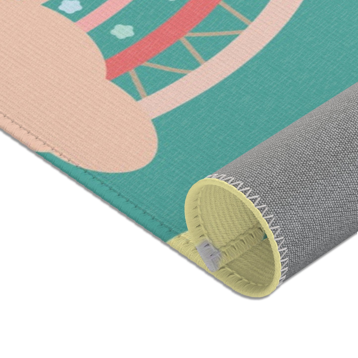 Teal Sky Rainbows nursery area rug for a baby room floor