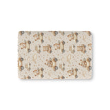 Teddy Roadtrip fitted crib sheet on a nursery crib mattress