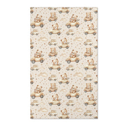 Teddy bear nursery area rug in tan and cream