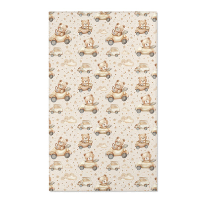Teddy bear nursery area rug in tan and cream