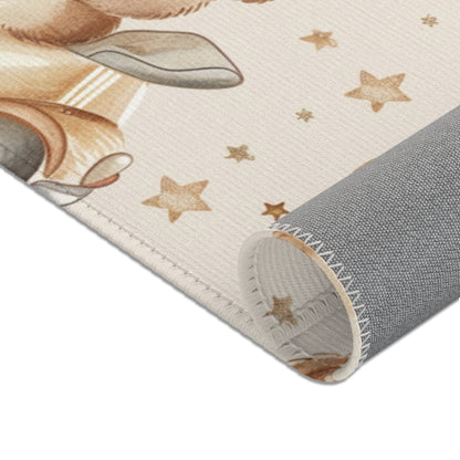 Teddy Roadtrip nursery area rug for a baby room floor