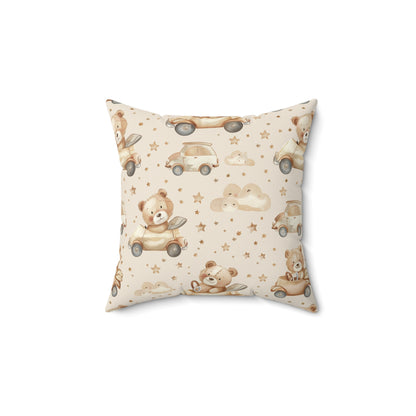 Teddy Roadtrip pillow in the 18 inch square size