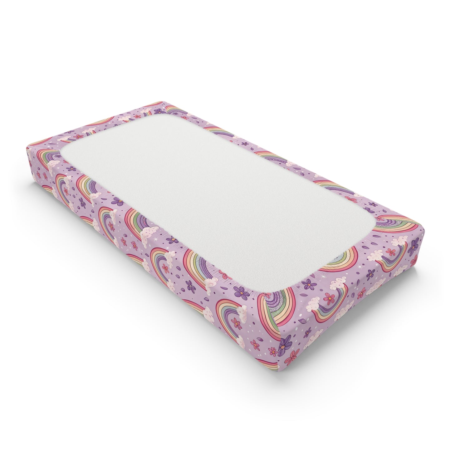 Changing pad cover with full-spectrum rainbows and clouds
