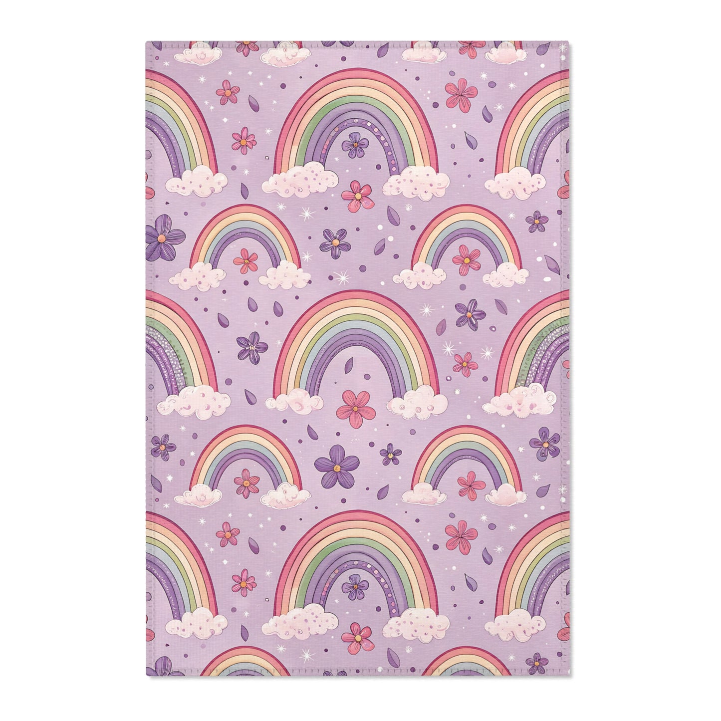 Violet Sky Rainbows nursery area rug in a baby room