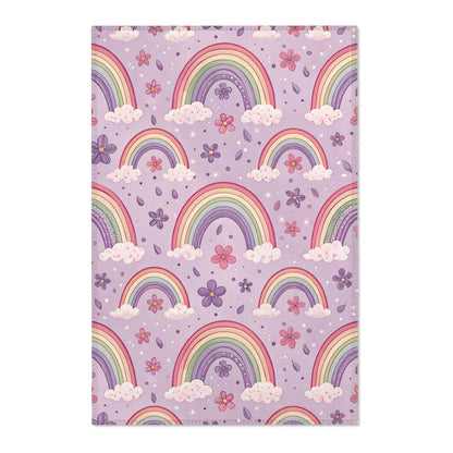 Violet Sky Rainbows nursery area rug in a baby room