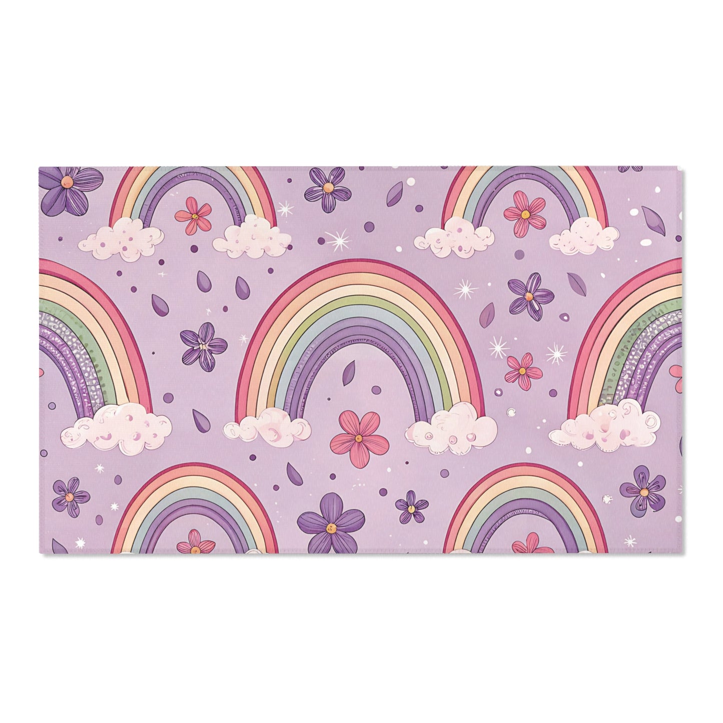 Violet Sky Rainbows nursery area rug in a baby room