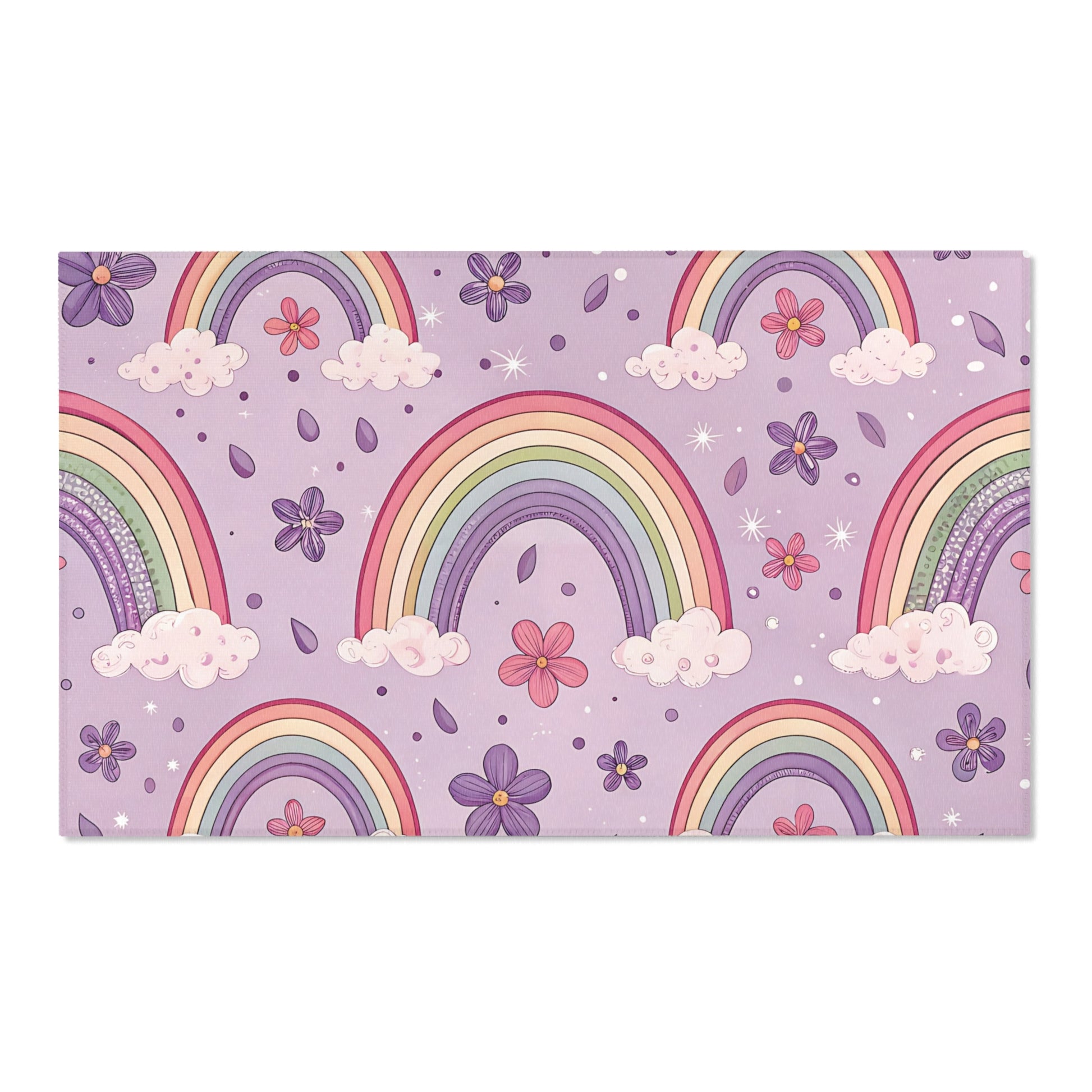 Violet Sky Rainbows nursery area rug in a baby room