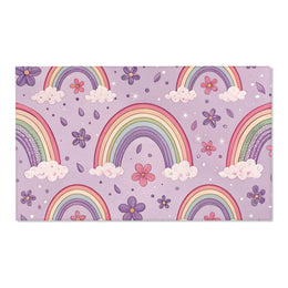 Violet Sky Rainbows nursery area rug in a baby room