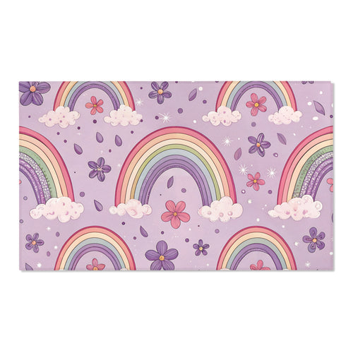 Violet Sky Rainbows nursery area rug in a baby room