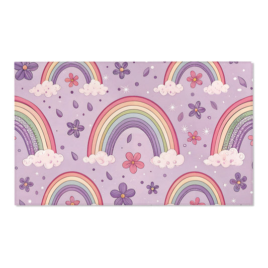 Violet Sky Rainbows nursery area rug in a baby room