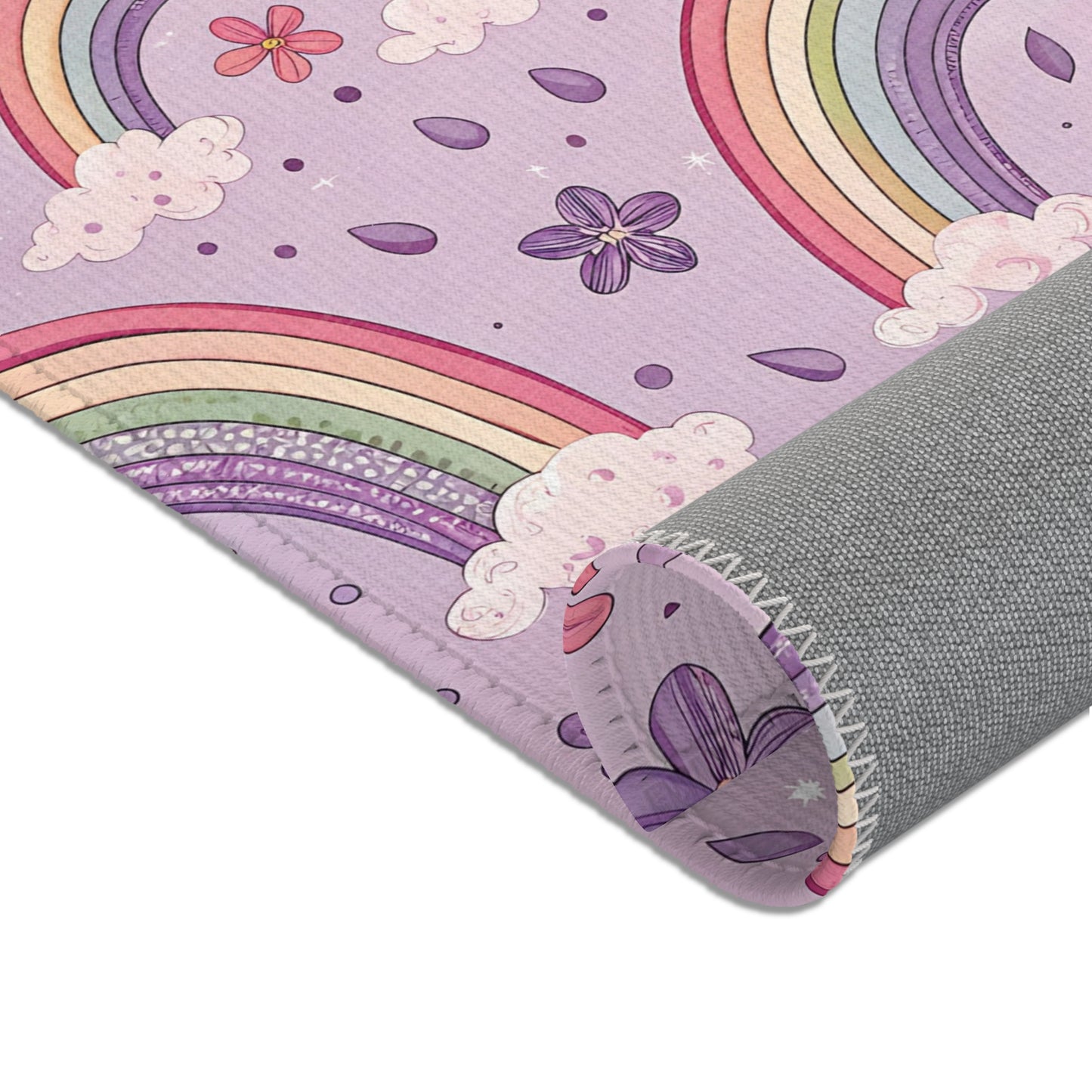 Violet Sky Rainbows area rug in the small size