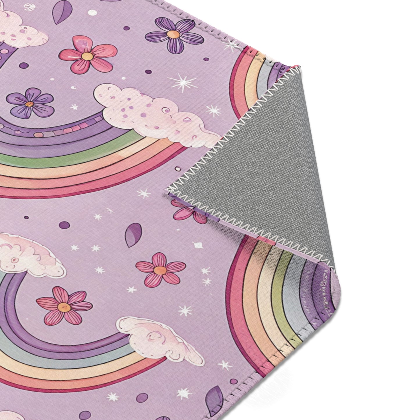 Violet Sky Rainbows area rug in the medium size