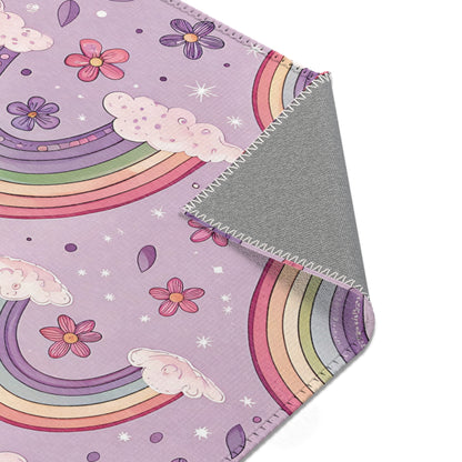 Violet Sky Rainbows area rug in the medium size