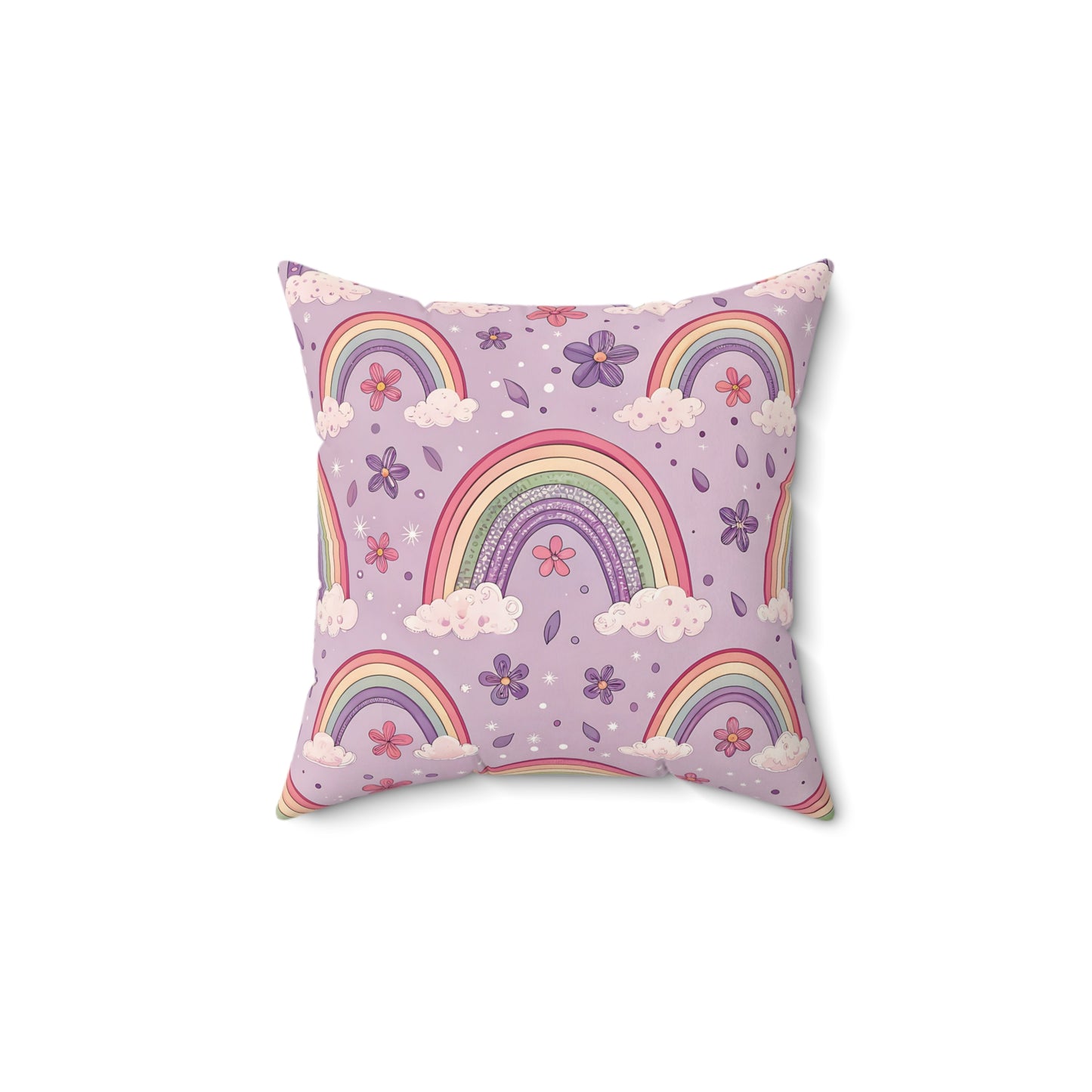 Violet Sky Rainbows pillow in the 18 inch square size
