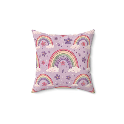 Violet Sky Rainbows pillow in the 18 inch square size
