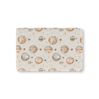 Wandering Balloons fitted crib sheet on a nursery crib mattress