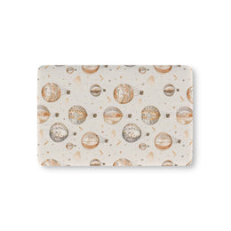 Wandering Balloons fitted crib sheet on a nursery crib mattress