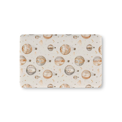 Wandering Balloons fitted crib sheet on a nursery crib mattress