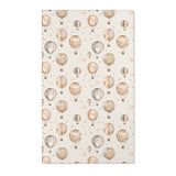 Hot air balloon nursery area rug in tan, grey and gold