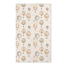 Hot air balloon nursery area rug in tan, grey and gold