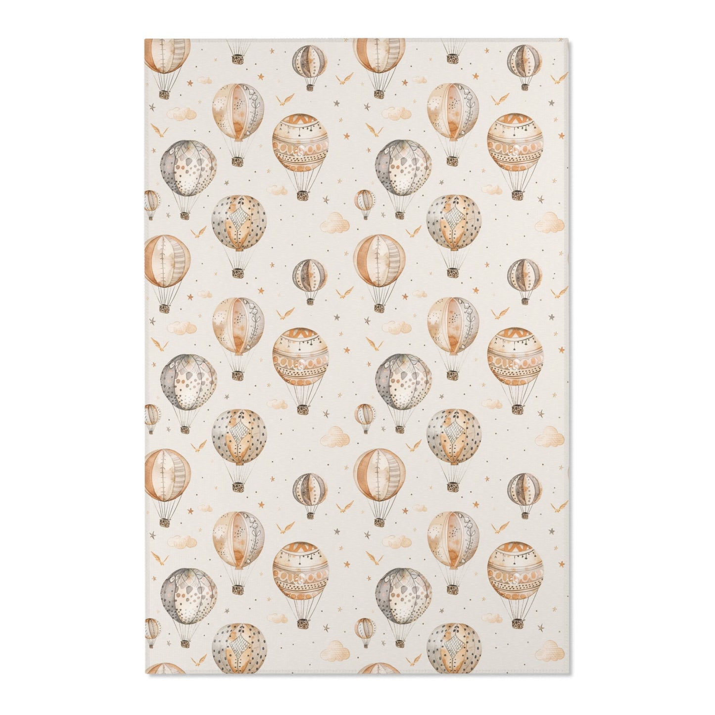 Close detail of the watercolour balloons on the nursery area rug