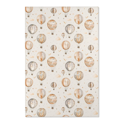 Close detail of the watercolour balloons on the nursery area rug