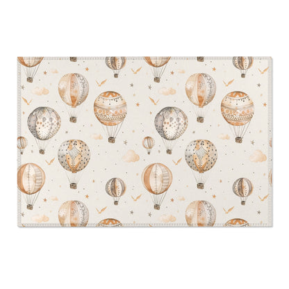 Wandering Balloons area rug shown in landscape orientation