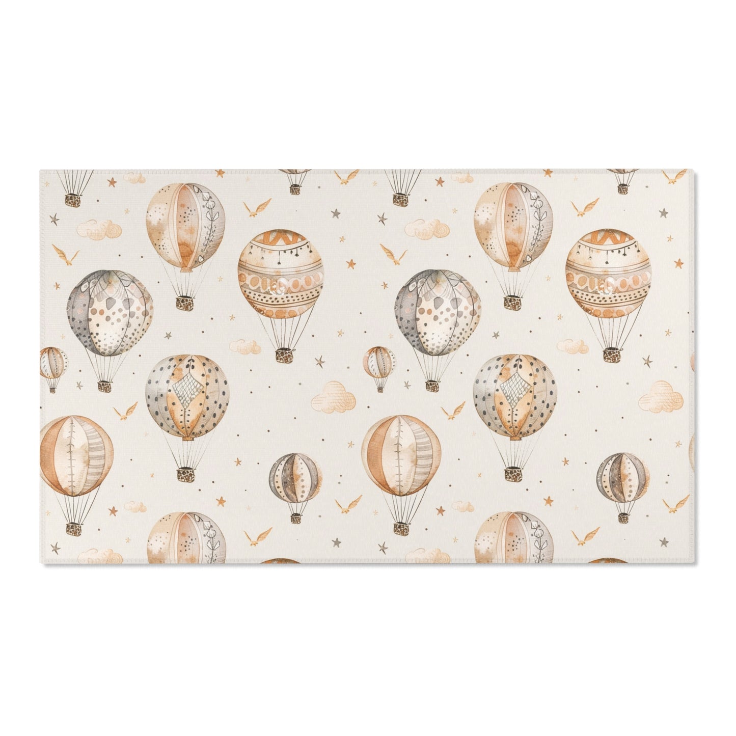 Wandering Balloons area rug shown in portrait orientation