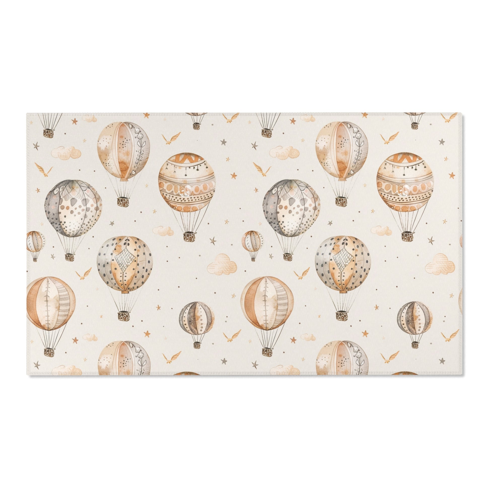 Wandering Balloons area rug shown in portrait orientation