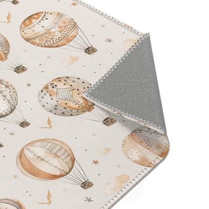 Wandering Balloons nursery rug pattern shown flat