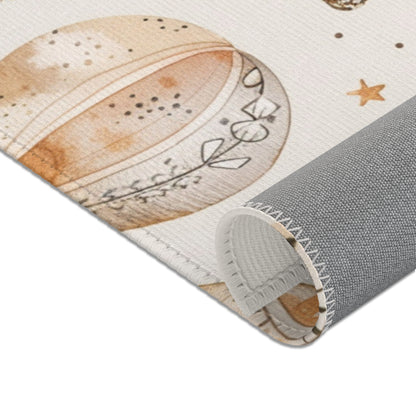 Wandering Balloons nursery area rug for a baby room floor