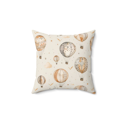 Wandering Balloons decorative nursery pillow on a glider chair