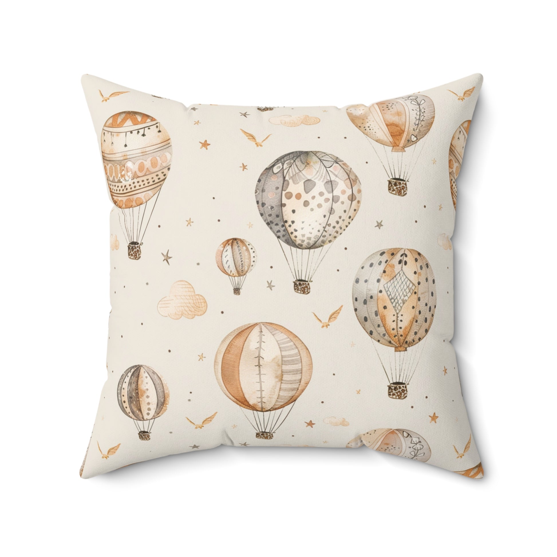 Wandering Balloons nursery pillow shown from the front