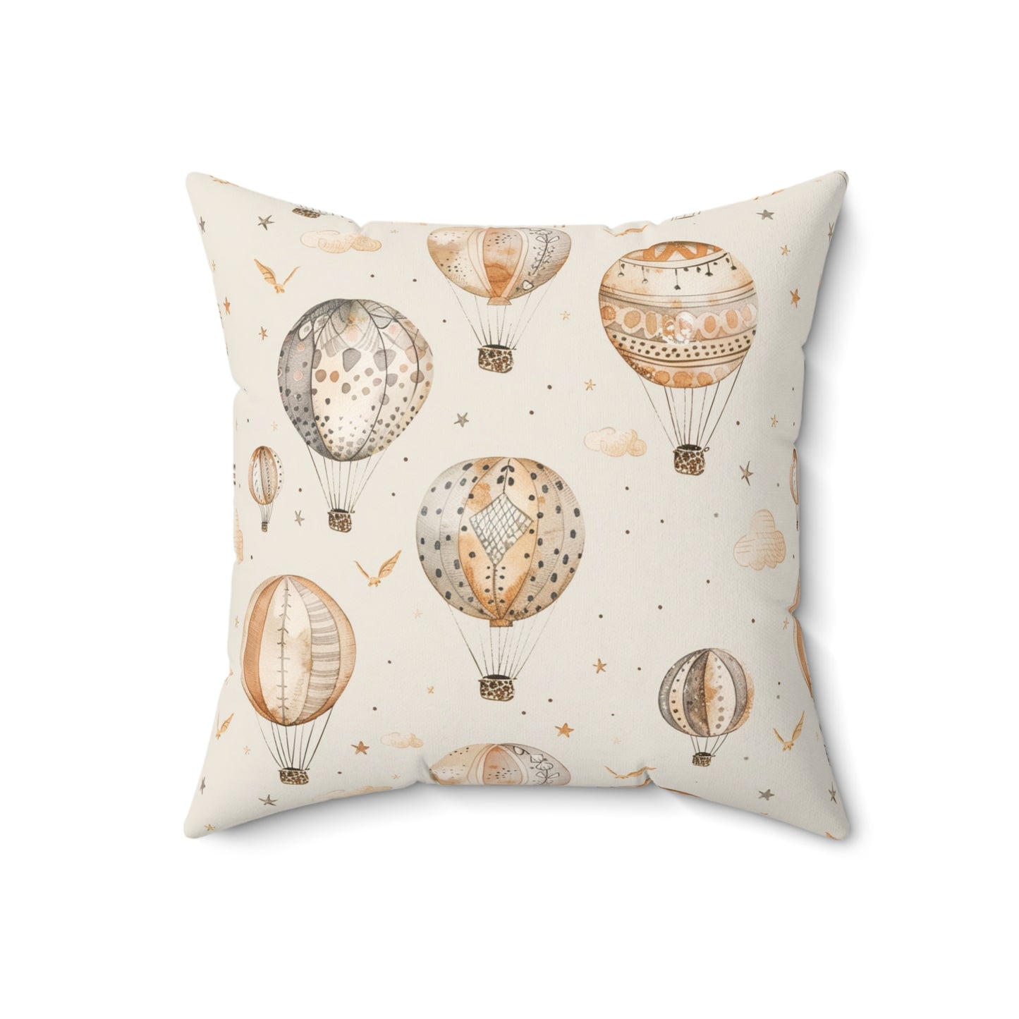 Wandering Balloons decorative pillow against a plain background