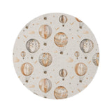 Wandering Balloons round nursery rug on a baby room floor