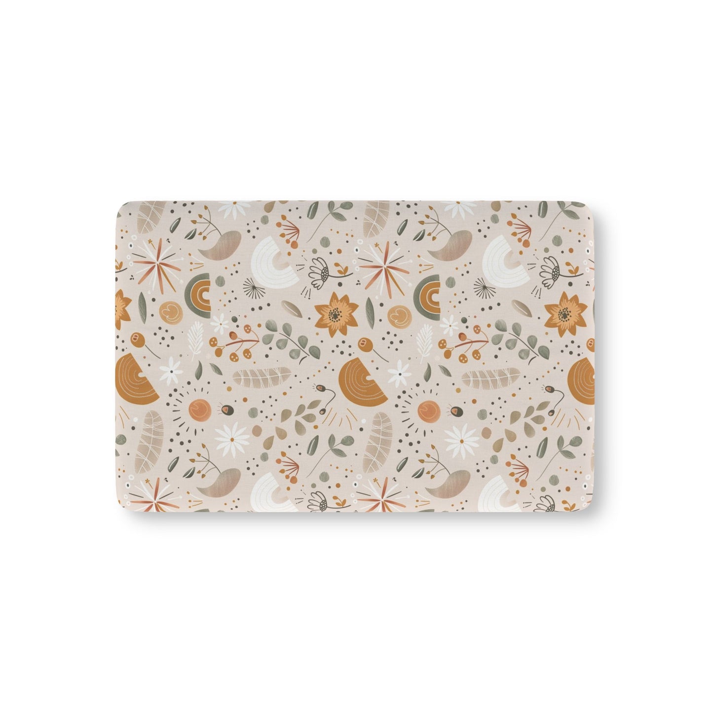 Wildflower Rainbow fitted crib sheet on a nursery crib mattress