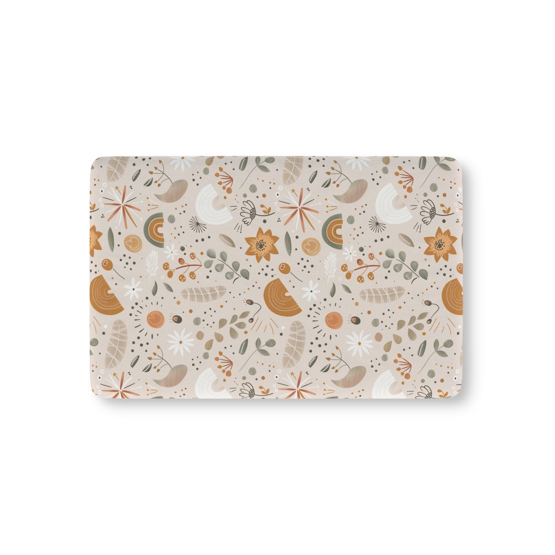 Wildflower Rainbow fitted crib sheet on a nursery crib mattress