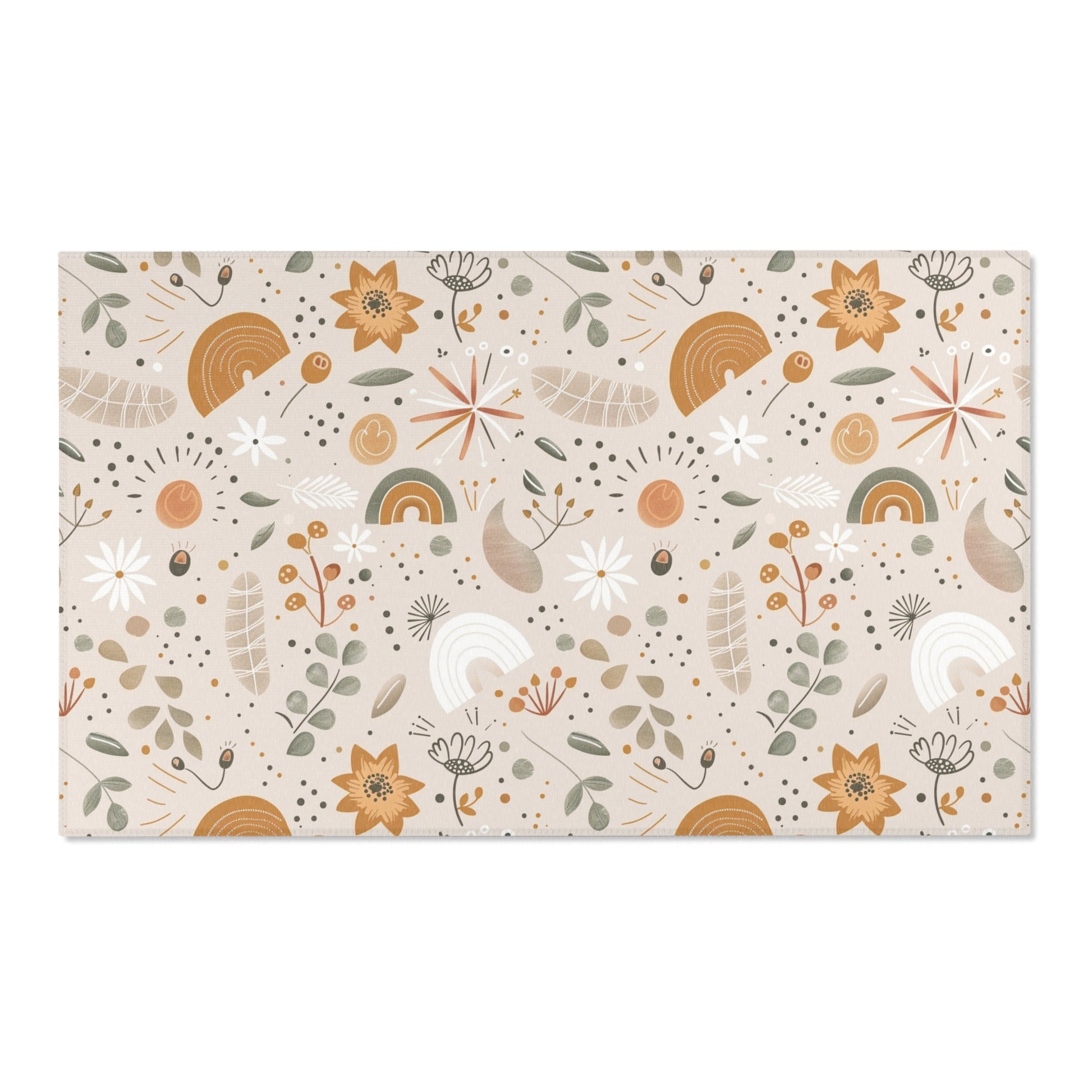 Wildflower Rainbow area rug shown in portrait orientation