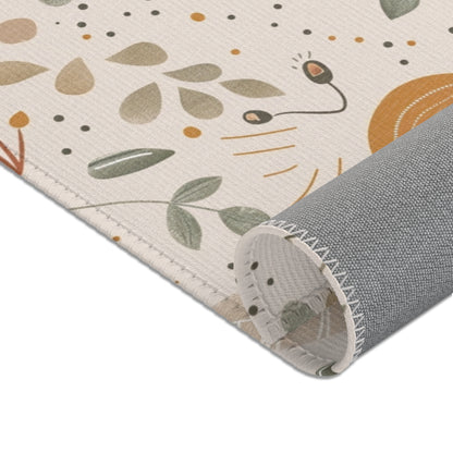 Corner detail of the Wildflower Rainbow nursery area rug