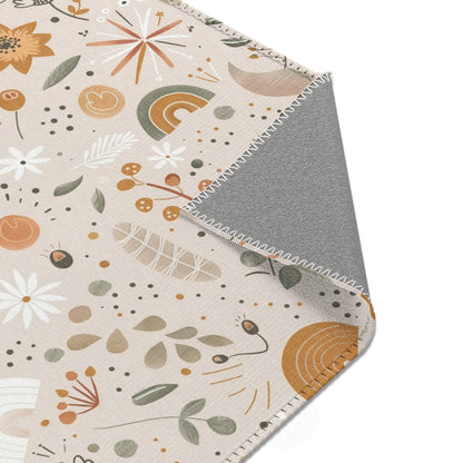 Wildflower Rainbow nursery rug pattern shown flat