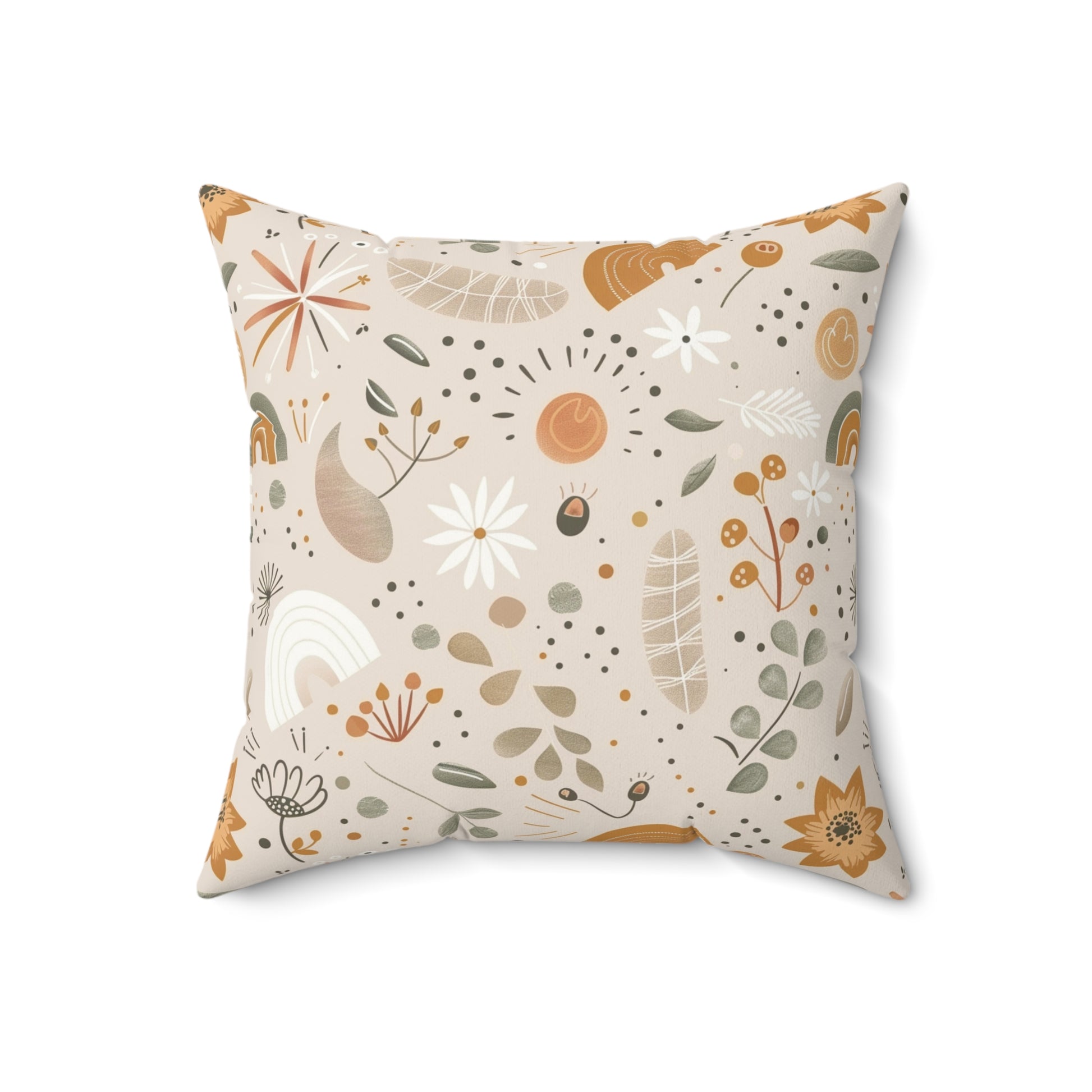 Wildflower Rainbow decorative pillow against a plain background